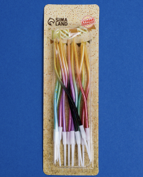 Изображение Свечи для торта «Серпантин», 12 шт., разноцветный с блёстками